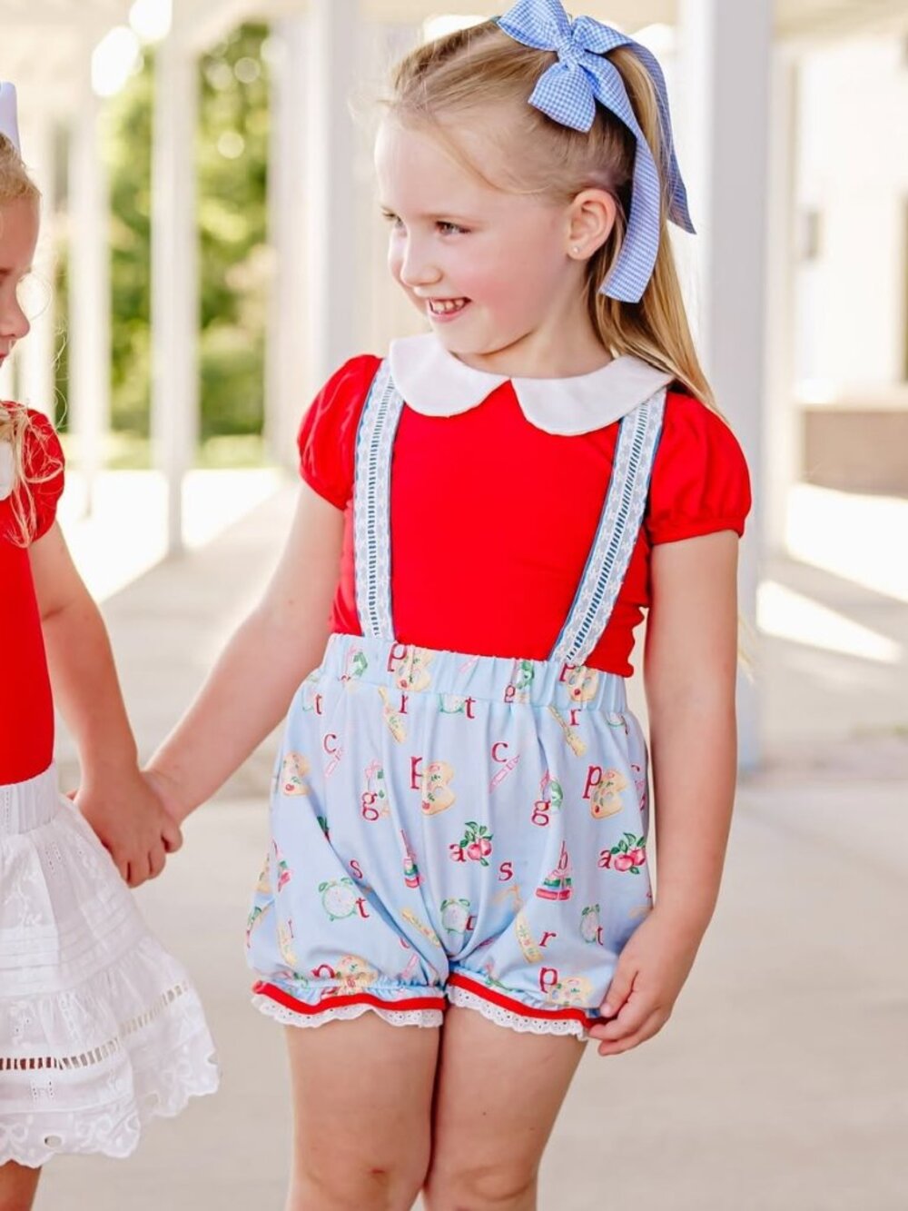 NWT Girls Love & Grow Alphabet Adventure Suspender Bloomers 2pc Set School sz 2T